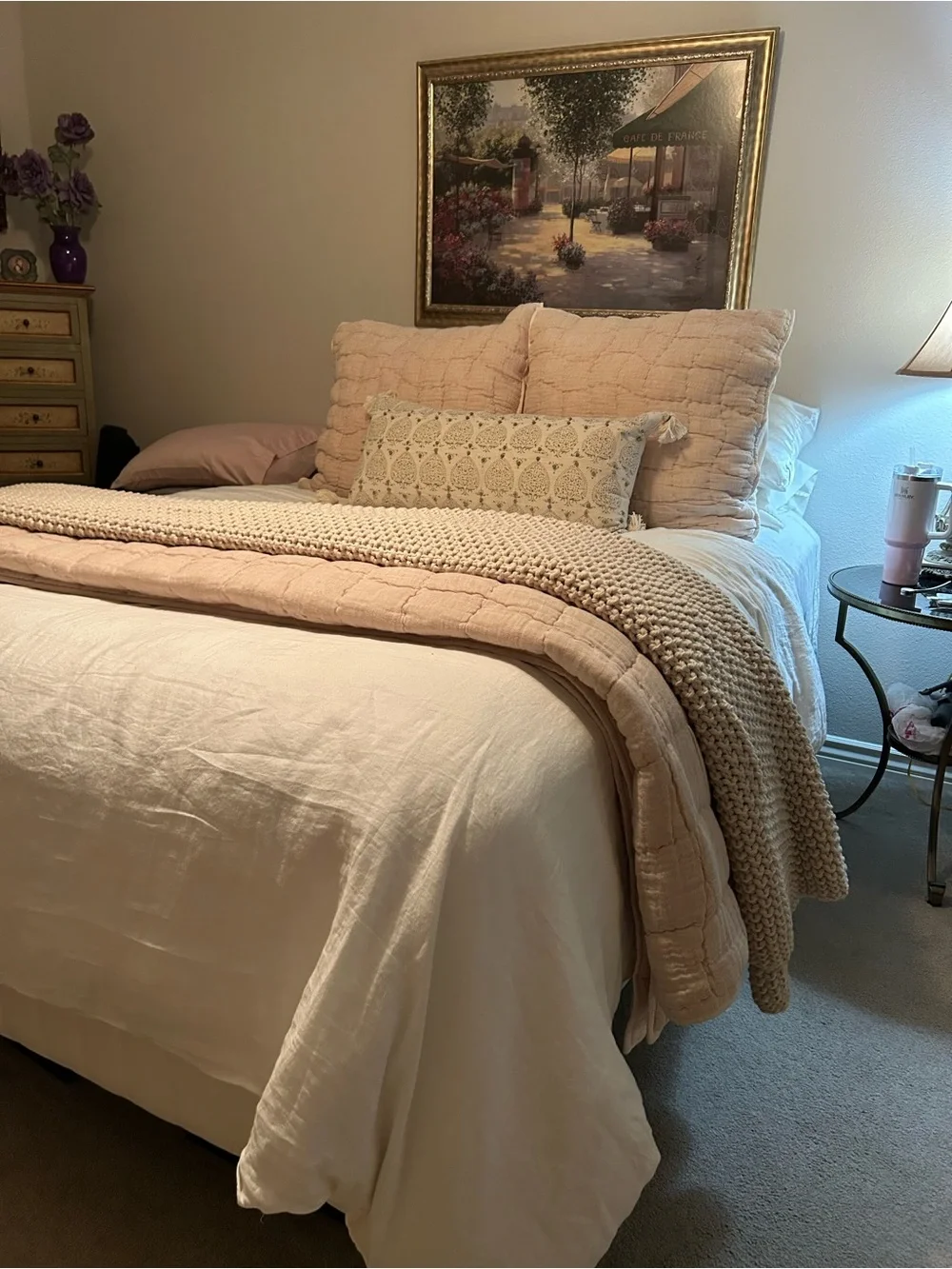 Pottery Barn Cloud Linen Cotton Quilted Euro Shams - Shell Pink - Set of 2